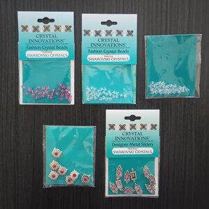 CRYSTAL INNOVATIONS SWAROVSKI CRYSTALS 4MM BICONE ROSE CLEAR BEADS METAL SLIDERS